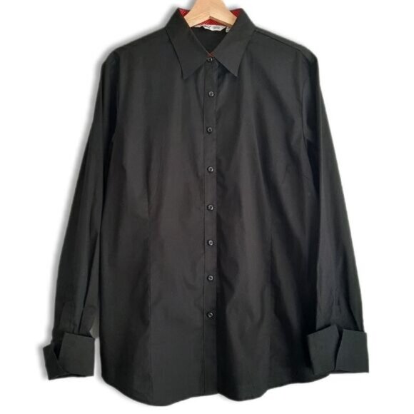 ESABEL C. \ Button Down Classic Shirt Black Turn-Over Cuff Sz XL - Picture 1 of 9